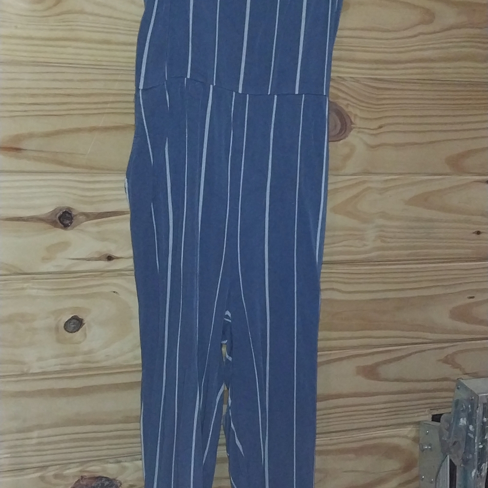 GAP Navy and White Striped Jumpsuit